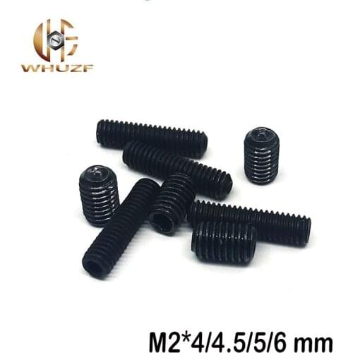 50pcs M2*4/4.5/5/6 mm Headless Nuts Carbon Steel Screws Metric Thread groove Black Hex Fastener Socket Cap Head Screws Nut