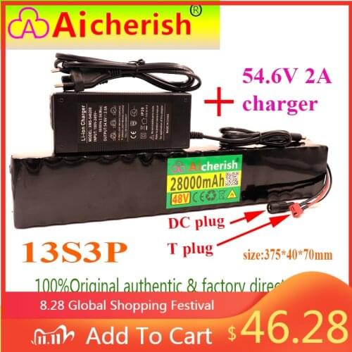 Bateria 48v 13S3P 48V 28ah 780watt Rechargeable Built-in Common Port BMS 18650 Battery Pack Lithium Battery 21 - 30ah Cn(origin)