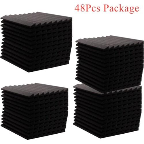 48Pcs 300x300x25mm 7Colors Studio Acoustic Foam Soundproof Foam Sound Absorption Treatment Panel Sound Protective Sponge