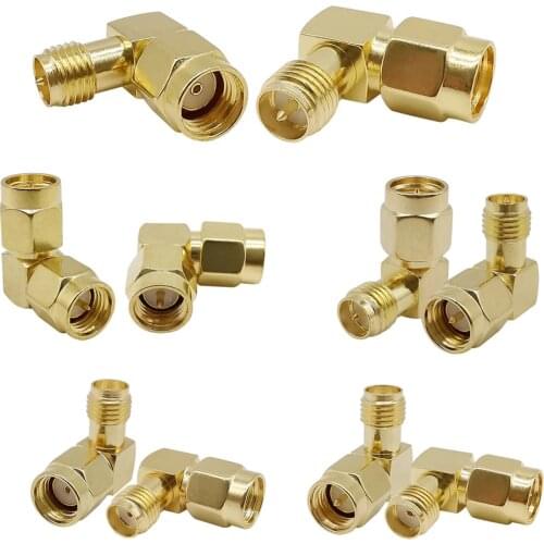 ALLISHOP RP-SMA to SMA Connector 90 Degree Right Angle SMA Male to Female Adapter RP SMA Male to Female Connector SMA Plug Jack