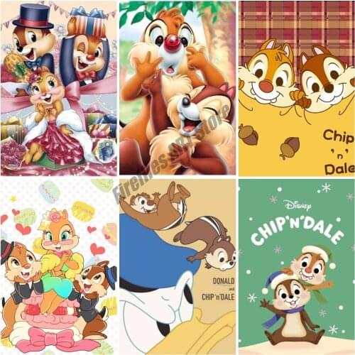 5D Diamond Painting Disney Cartoon Chip and Dale Animal Squirrel Cross Stitch Kits Embroidery Full Dill Mosaic Home Decor Gifts