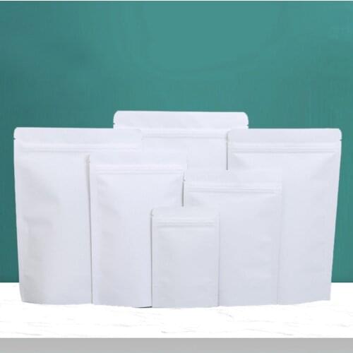 White Stand up Kraft Paper Zip Lock Tea Bag Hot Seal Grip Water Moisture Proof Packaging 50pcs/lot Customizable logo