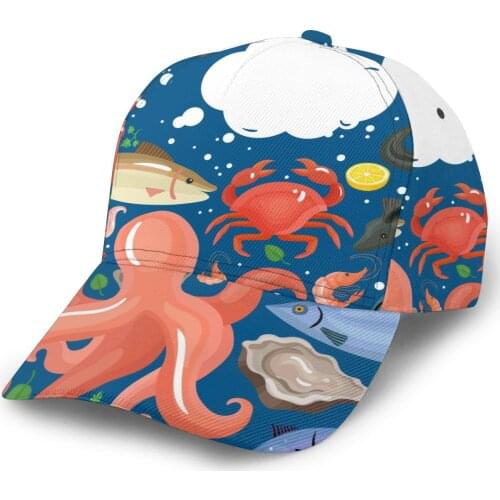 Seafood Background Baseball Cap women men snapback caps Classic Style hat Casual Sport Outdoor cap