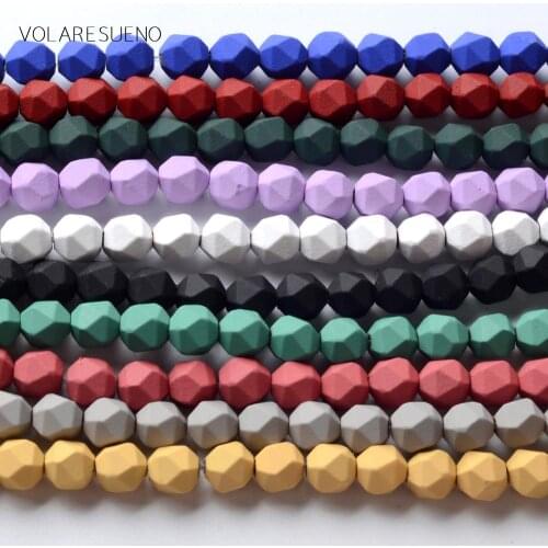 6mm Natural Colorful Matte Faceted Rubber Hematite Stone Beads For Jewelry Making Spacer Loose Beads Diy Bracelet 15"