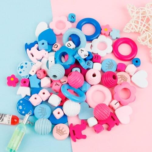 New Multi-pattern Natural Wooden Beads Random Mixed Color Wood Spacer Beads For DIY Jewelry Making Crafts