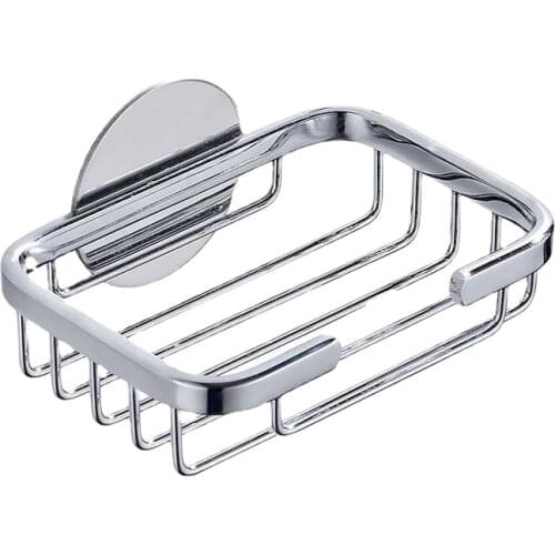 304 Stainless Steel Soap Dish Holder Bathroom Organizer Metal Kitchen Soap Holders Wall Mounted Punch-free Shower Storage Tray