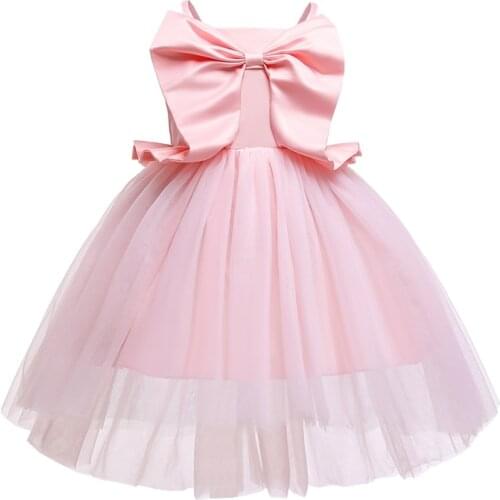Children Dresses Pink Princess Bow Sleeveless Kids Clothes Girls Summer Dress Korean Style Casual Birthday Dress