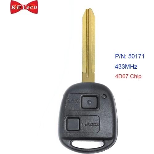 KEYECU for Toyota Avensis Kluger RAV4 Prado Tarago Remote Key Fob 2 Button P/N: 50171 433MHz 4D67 Chip