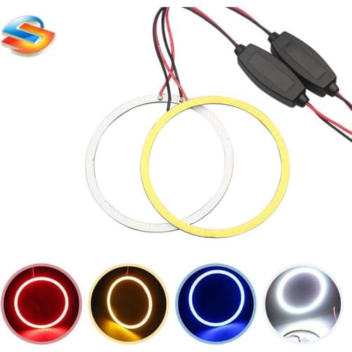 90MM COB Angel Eyes!! 2 Pcs(1 pair) White Car Angel Eye COB Light Circle Ring Headlight Lamp 90mm 12V