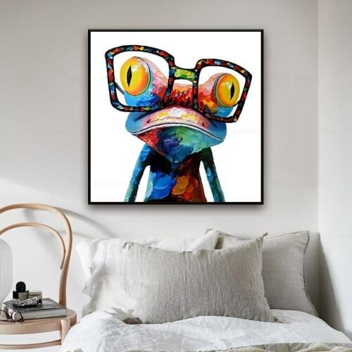Canvas Art Paintings Modern Animals Wall Posters And Prints Frog with Glasses Pictures For Living Room Cuadros Decoration