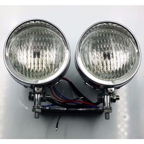 Chrome Bottom Mount Dual Metal Headlight For Harley Kawasaki Honda Suzuki Yamaha Bikes Touring Chopper Custom Cruisers