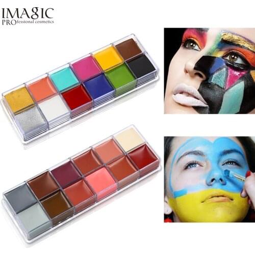 IMAGIC 12 Colors Flash Tattoo Face & Body Oil Painting Art Use World Cup Party Comedy Show Beauty Makeup Tool Official Product
