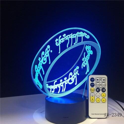 The Rings 3D Ring Shape Acrylic LED Night Light Touch 7 Colors Changing Table Lamp Decorative Light Gift AW-2349