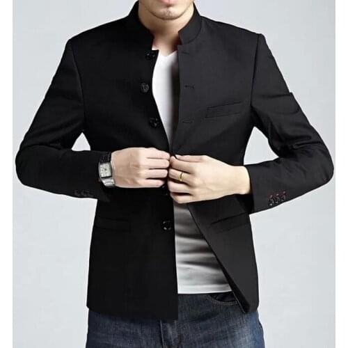 Japanese Style Red Stand Collar School Uniform Men Slim Tunic Suit Jackets