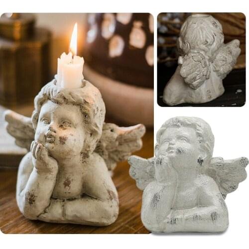Creative Cupid Angel Candlestick Nordic Resin Ornament Garden Courtyard Retro Art Candle Holder Sculptures Garden Decor