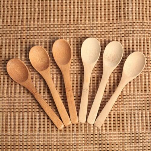 200pcs New Delicate Kitchen Using Condiment Jam Spoon Coffee Spoon Small Wooden Baby Honey Spoon 12.8*3cm fang