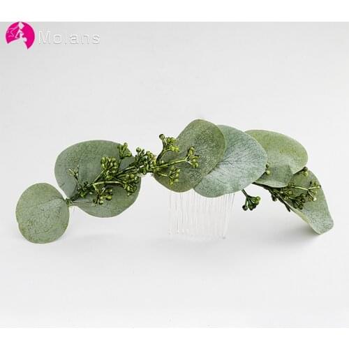 Molans Fashion Green Leaves Wedding Hair Comb Bridal Hair Accessories Headpieces Bride Bridesmaids Hair Clips Hair Jewelry