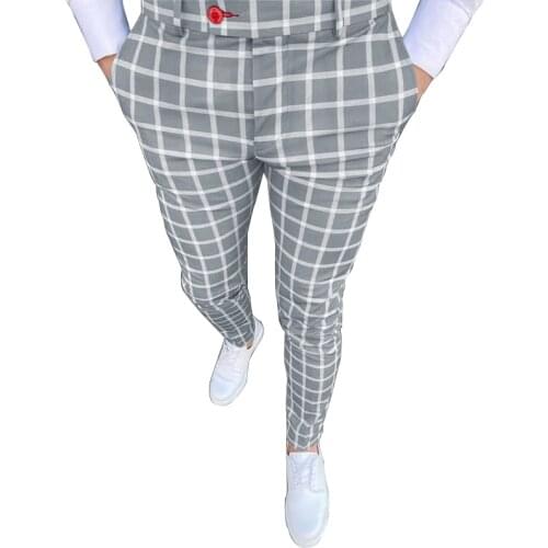 Fashion Personality Tapered Thick Stripe Small Plaid Leggings Mens Casual Pants Stop Looking At My Dick Sweatpants