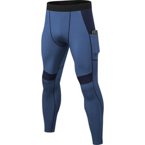 Male Tights Gym Trousers Sweatpants Quick Dry Sport Running Pants Spandex Men Pocket Compression Fitness Leggings
