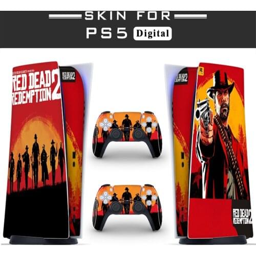 Red PS5 Digital Edition Skin Sticker for Playstation 5 Console & 2 Controllers Decal Vinyl Protective Skins Style 2