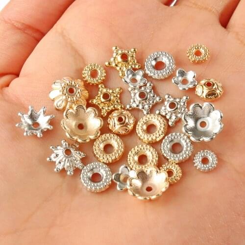 Wholesale Gold Silver Color CCB Mixed Shape Bead End Caps for Jewelry Making Findings Needlework DIY Accessories Rondelles Beads