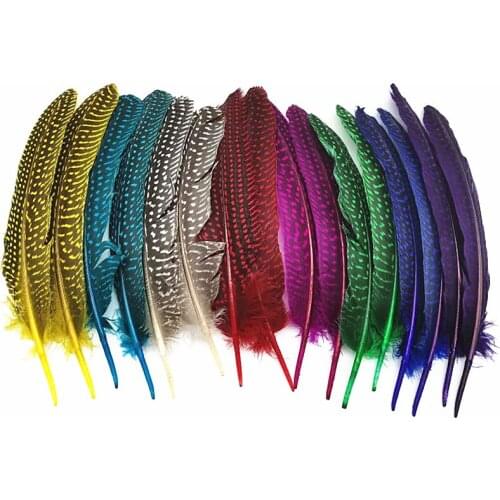 50-100pcs/lot wing pheasant feather spotted Guinea fowl plumes17-22cm diy Feathers for needlework decor pluma for jewelry making