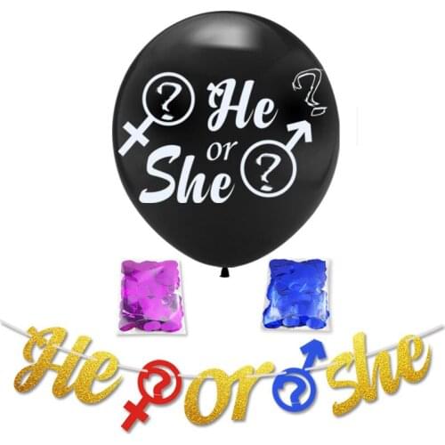 He or She Baby Shower Baptism Party Banner Gender Reveal 36" Latex Balloon Pregnancy Announcement Decoration Supplies
