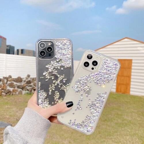 Gimfun Glitter Powder Diamond Quicksand for iPhone 11 12 Mini Pro Max XS Max X XR 7 8 Plus Colorful Quicksand Beads Clear Cover