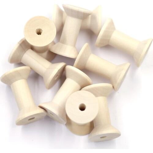 Empty Spools Natural Wooden Thread Wood Ribbon Textile Yarn Needlework Sewing Findings 47x31mm 5Pcs