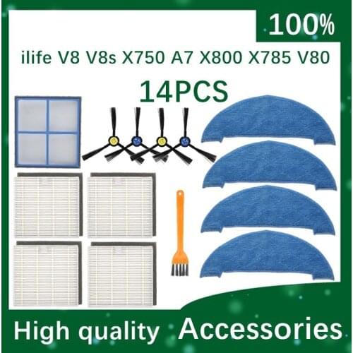 Robot Vacuum Cleaner Spare Parts for iLife V8 V8s X750 X800 X785 V80 Washable Main Side Brush Hepa Filter Mop Cloth Replacement