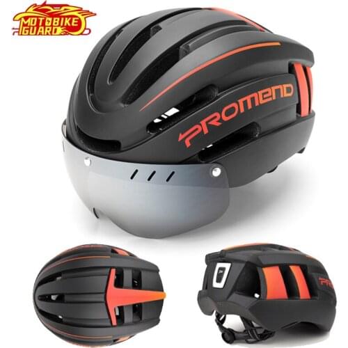 Bicycle Warning Light Helmet Mountain Riding Equipment Adjustable 9 Modes Magnetic Silver-plated Visor Motorcycle Helmets Casco