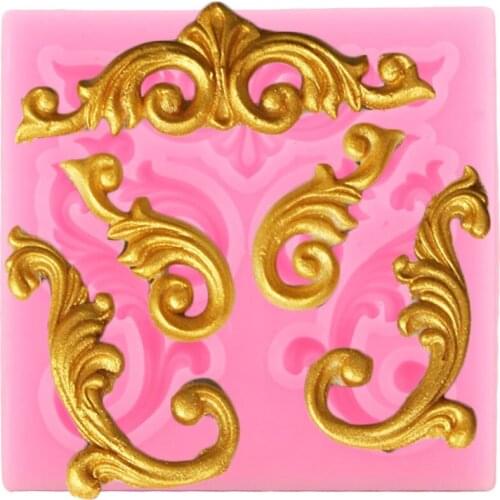 DIY Sugar Craft Cake Vintage Relief Silicone Mold Cupcake Topper Fondant Molds Cake Decorating Tools Chocolate Candy Clay Moulds