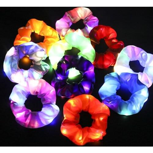 Led Luminous Large Intestine Hair Ring Ins Christmas Hair Rope Dance Electric Syllable Flash Hair Ornament Fluorescent Props