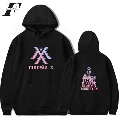 LUCKYFRIDAYF 2018 MONSTA X Hoodies sweatshirts women korean Pullovers cotton Long Sleeve clothes Harajuku Streetwear coat