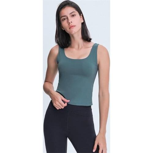Inner Padded Fitness Running Exercise Crop Tank Tops Women Four-ways Stretchy Sport Workout Gym Vest Crop Tops