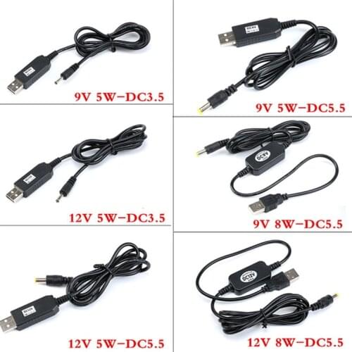 USB Step Up Cable USB DC 5V to DC 9V DC 12V Step Up Boost Module Converter Adapter Cable 5W 8W 3.5*1.35/5.5*2.1mm Connector Plug