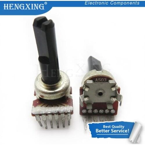 1pcs/lot RK1212G vertical double volume potentiometer B503 B50K / rachis white shell handle length 10mm 13mm In Stock