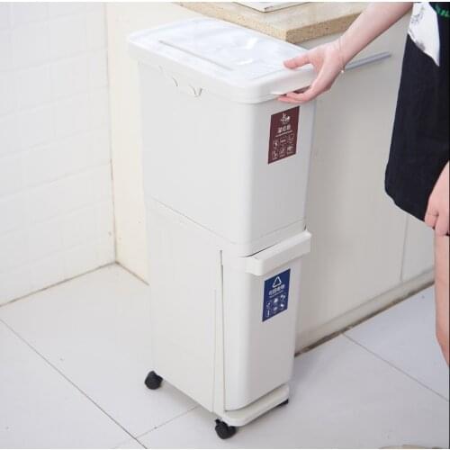 Japanese Style Plastic Trash Can Large Kitchen Simple Waterproof Food Waste Bin Classified Kosz Na Smieci Home Products DG50WB