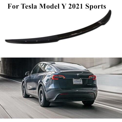 ABS Car Tail Wings Rear Trunk Spoiler For Tesla Model Y 2021 Sports Gloss Carbon Fiber Look Exterior Parts Accessories
