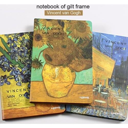 A5 Gilt Frame Van Gogh Vintage Notebook Gift Notepad Note Book Papelaria School Notebooks Stationery Notatnik
