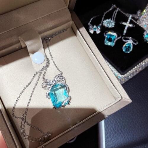 100% 925 Sterling Silver Luxury High Quality Princess Cut Pendant Wedding Moissanite Necklaces For Women Girls Birthday Gift