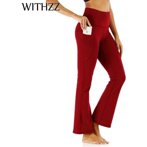 WITHZZ Womens High-Waist Fitness Trousers Quick-Dry Sports Elastic Hip-Lifting Flared Casual Pants