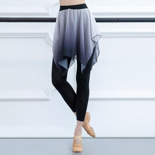 New Women ChiffonPant Frill Gradient Color Pattern Elastic Waist Modern Dance Trousers Classical Dance Practice Pants Plus Size