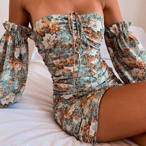 Vestido Sexy Dress Fashionable Backless Bandage France Vintage Ladies Holiday Beach Sundress Ruffle Puff Sleeve Bodycon Dress