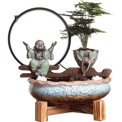 Zq Fountain Lucky Fengshui Wheel Office Desk Surface Panel Decoration Living Room Water Purifier Fish Tank