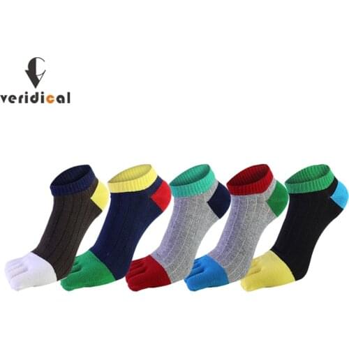 1 Pair Cotton Ankle Socks With Toes Men Striped Bright Color Vintage Breathable,Deodorant,Invisible No Show Five Finger Socks