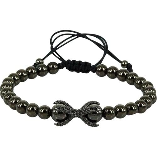 1PC Hot Sale Charm Anil Arjandas Fashion Bracelet Pave Setting CZ Bead Braiding Men Macrame Bracelet Wire Charm ZZB-64