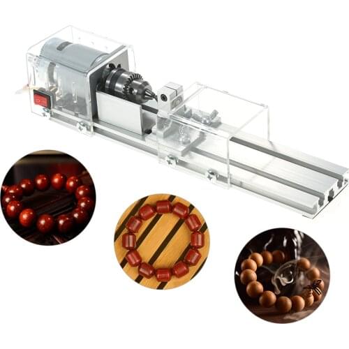 100W Mini Beads Machine Miniature Lathe DIY Woodworking Lathe Grinding Polishing Wood Working DIY Lathe Polishing Drill Tool