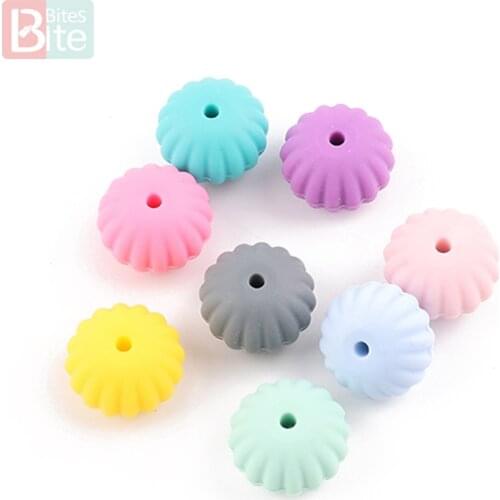 Bite Bites 20PC Silicone Beads Pumpkin Scallop Diy Soother Chain For Children BPA Free Chewing Perle Silicone Baby Teether
