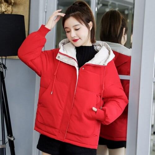 2021 Korean Style Plus Size Solid Loose Short Coats Outwear Kurtka Damska Winter Women Thick Puff Jacket Hooded Parka Mujer
